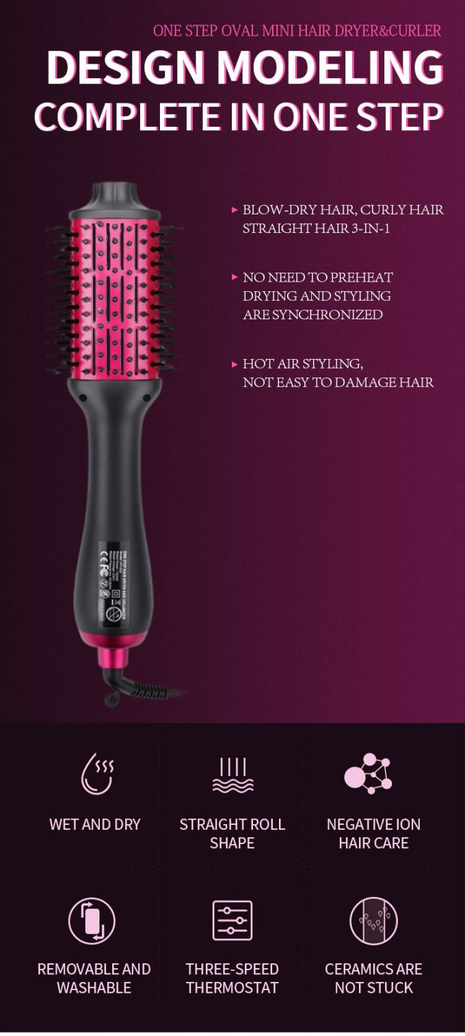 MESKY One Step Oval Mini Handle Rotating Hair Brush Dryer For Short Hair