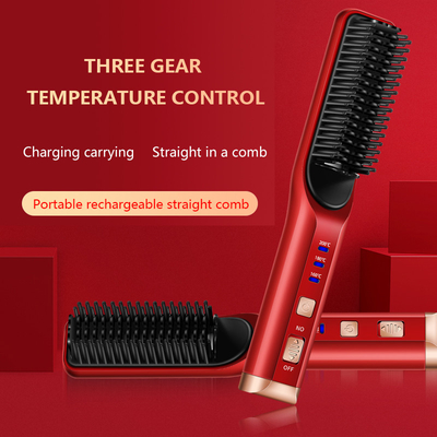 Professional Hair Straightener Comb USB Rechargeable Cordless Hair Straightener Brush