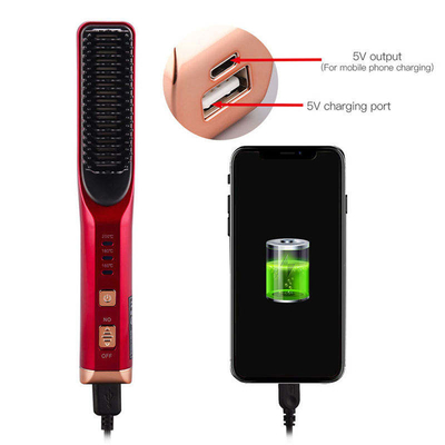 Mini 2 In 1 Hair Straightener Brush Rechargeable Cordless Flat Iron For Travel / Home