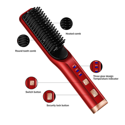 160-200C Electric Hair Straightener Brush Wireless Cordless Ceramic Coating Plate