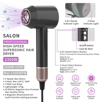 Electronic Brushless Hair Dryer 2300w High Speed For Professional Salon Use