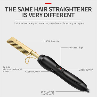 Gold Plated 410F 45w Heated Styling Comb Titanium Straightening Comb