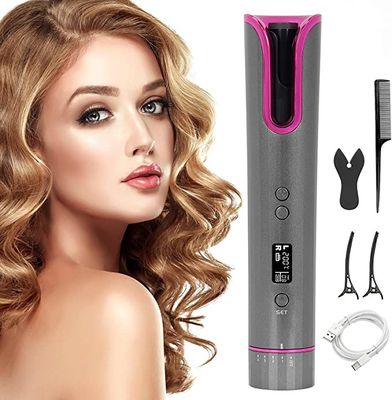 Portable USB Rechargeable Curling Iron 9600mAh 200C Wireless Auto Hair Curler