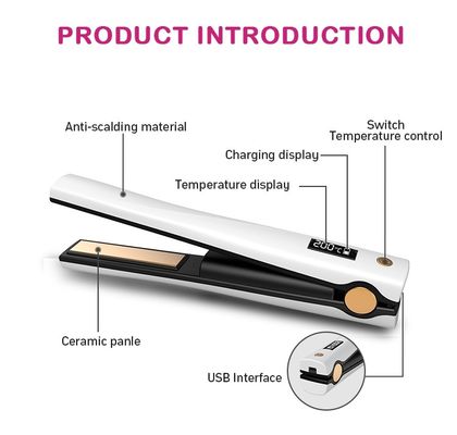 OEM Logo 9*1.7inch Wireless Hair Tools Mini Cordless Rechargeable Flat Iron