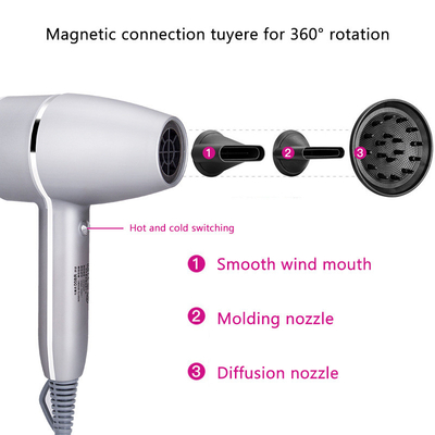 1400W DC Hair Dryer Negative Ions Small Size 2m Cord With 3 Nozzle