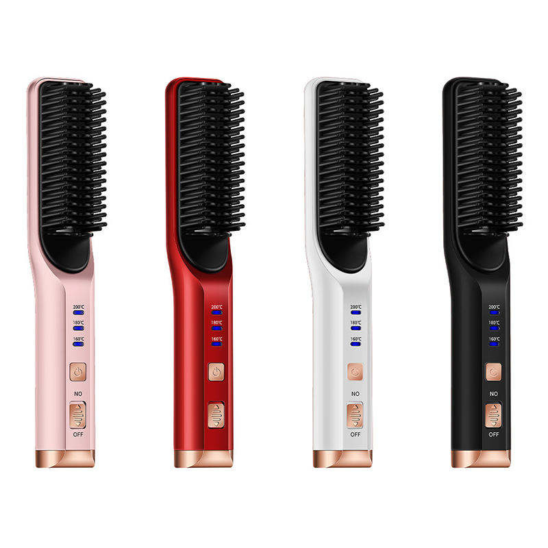 Cordless Hair Straightener Brush LED Display Portable USB Rechargeable Wireless
