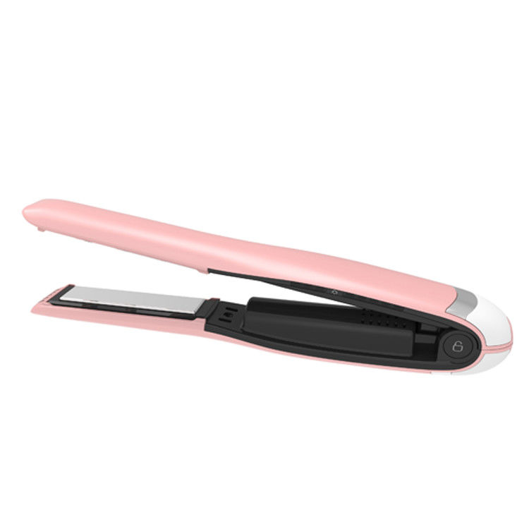 Pink 17W Magnetic Wireless Mini Hair Straightener 2600mA Battery Operated