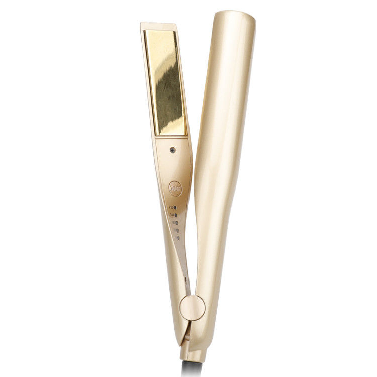 2 In 1 Champagne Gold Titanium Hair Straightener Curling Iron 40W With LED Display
